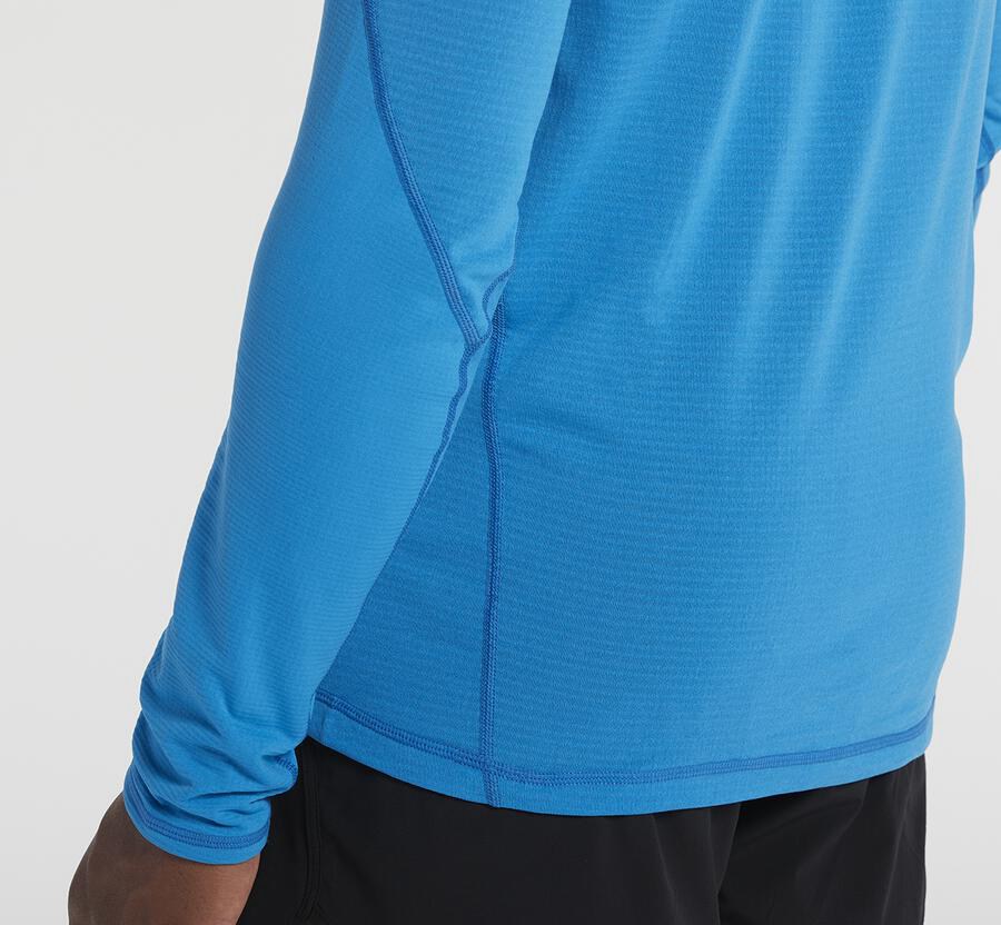 Hoka One One Top Panske Modre - 1/2 Zips Midlayer - 58769-HVPR